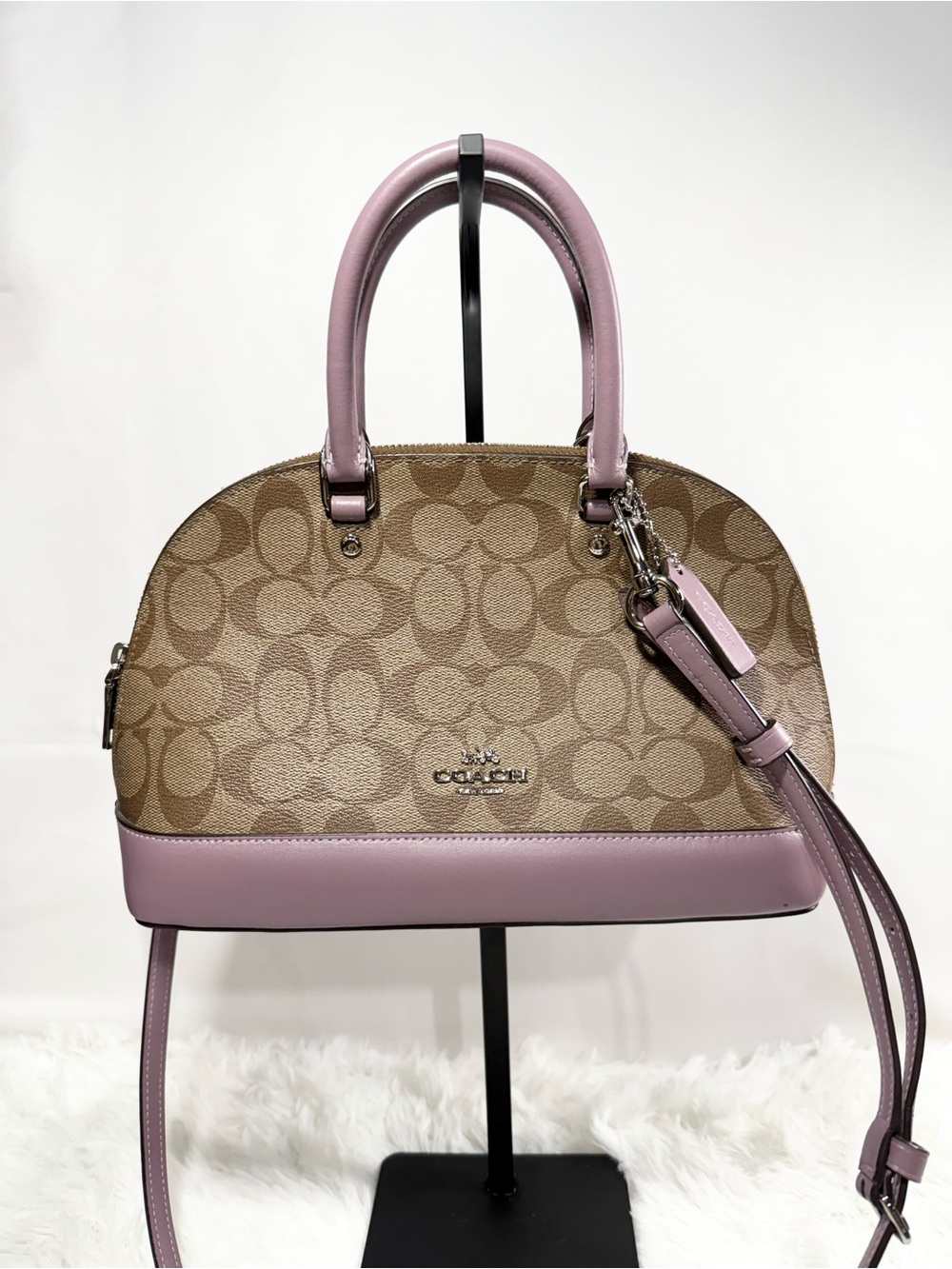COACH Signature Dome Satchel in Taupe and Lavender